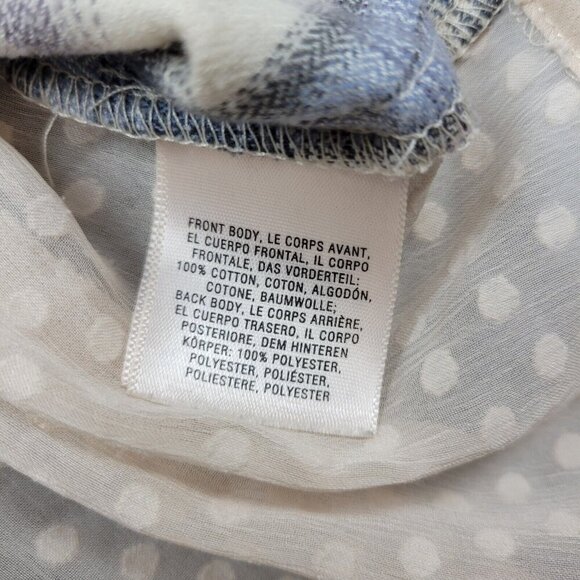 Anthropologie Holding Horses Womens Small Blue Beige Flannel Plaid Sheer Back - Picture 10 of 13